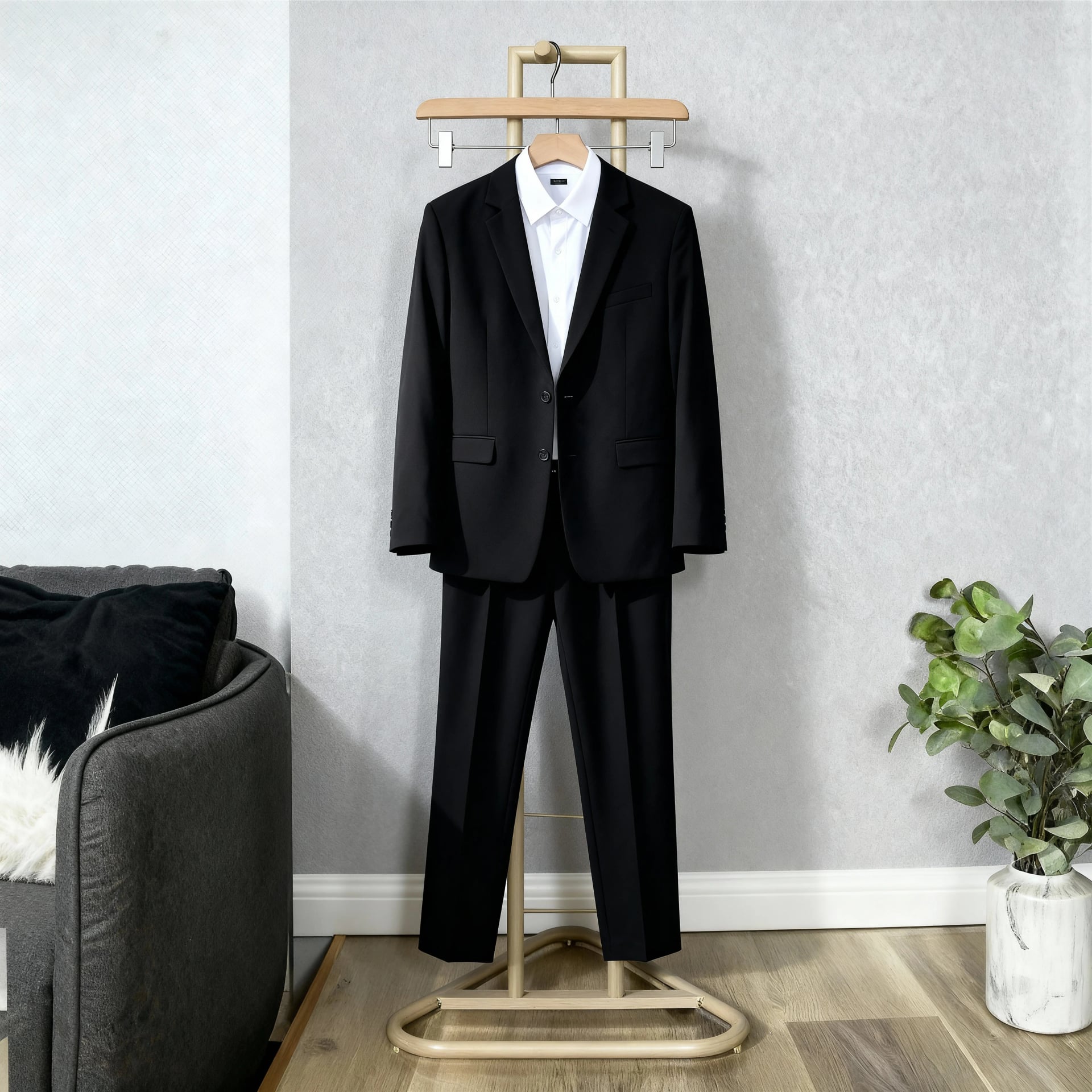 White Rascal Casual Suit Men's Trend Loose Light Mature Suit Men's Net Infrared Set Summer Thin - Black B